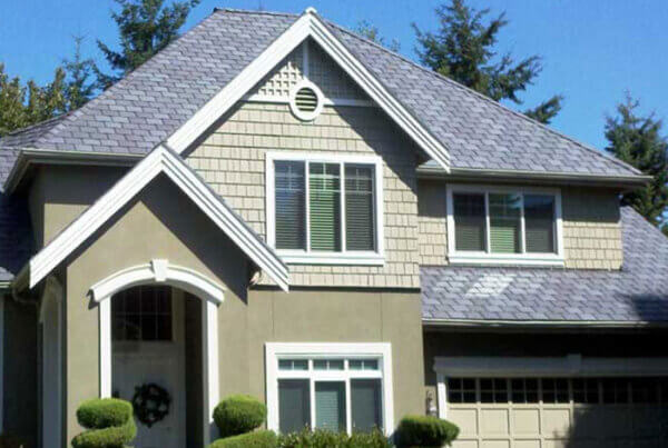 composition roofing material on a home