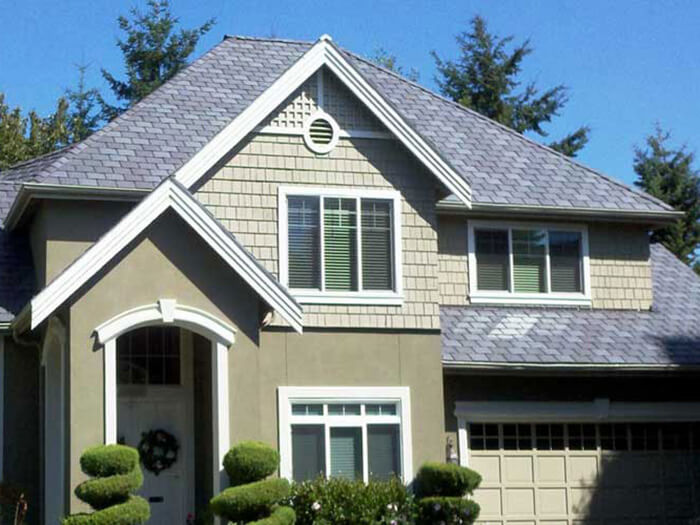 composition roofing material on a home
