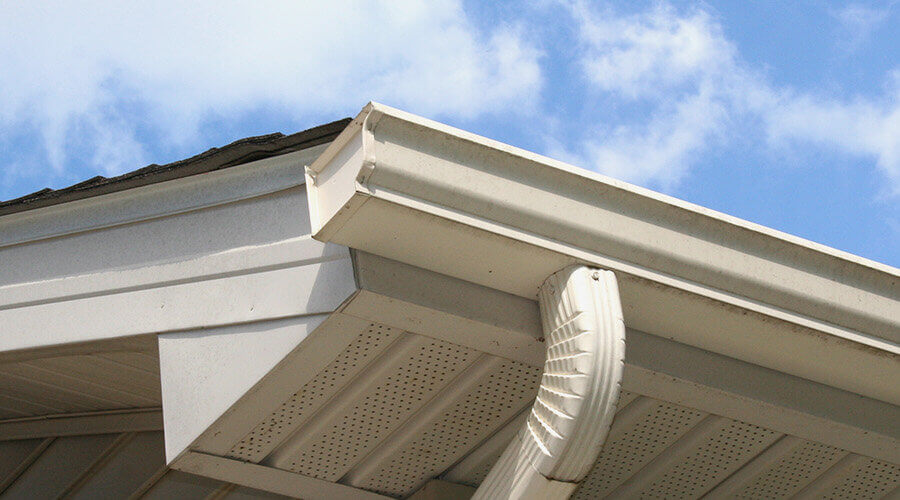 gutter replacement company in Seattle. White gutter systems