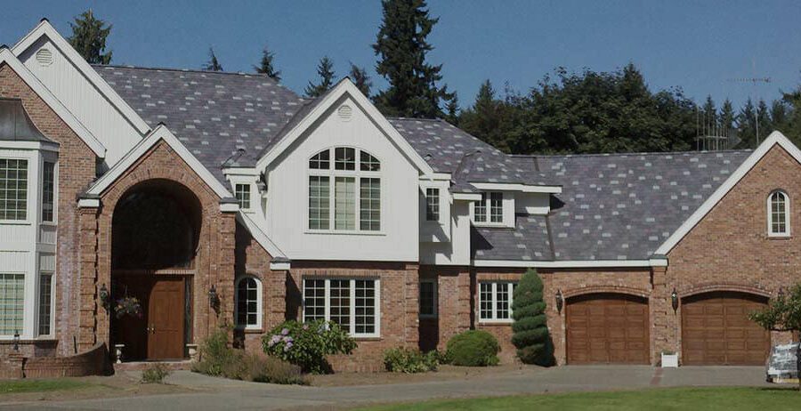 Roof with newly painted shingles.